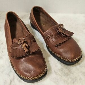 Dexter Brown Leather Kiltie Tassel Loafers 6.5M Dark Academia Preppy Classic